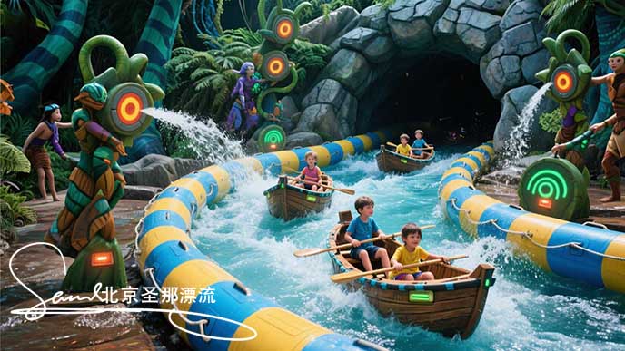 jimeng-2025-06-18-9894-阿凡达主题漂流：网红漂流设施，设置漂流洞和仿石漂流水道。儿童漂流时可触发红外感应....jpeg
