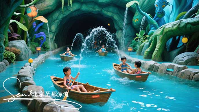 jimeng-2025-06-18-8531-阿凡达主题漂流：网红漂流设施，设置漂流洞和仿石漂流水道。儿童漂流时可触发红外感应....jpeg