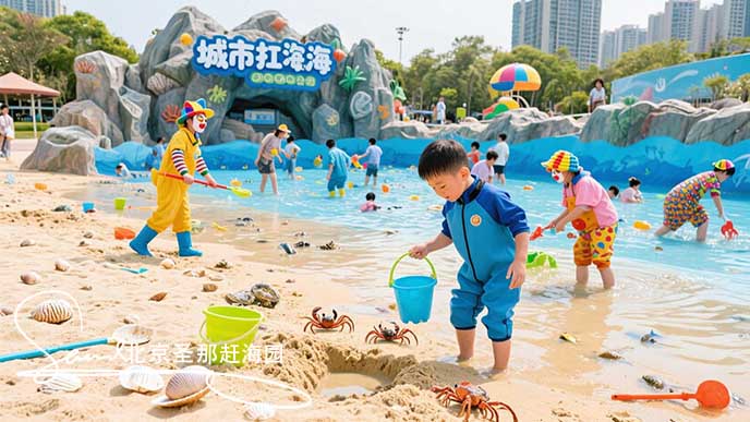 jimeng-2025-06-18-1713-城市赶海_是一个在室外公园模拟海滩环境的赶海体验场所。它允许游客在城市中体验赶海....jpeg